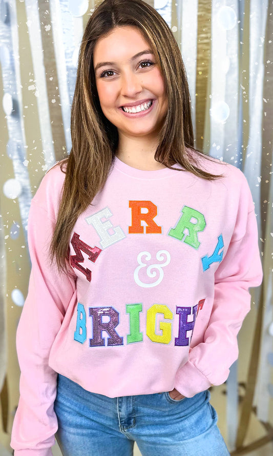 Sweatshirt - Merry & Bright - Light Pink