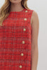 Dress - Tweed Plaid Sleeveless - Red - Findlay Rowe Designs