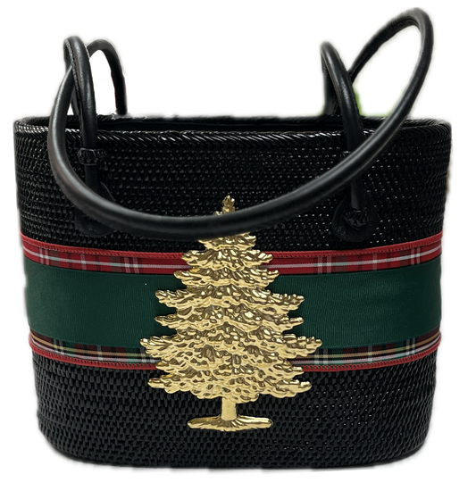 Lisi Lerch - Bucket Bag - Black Plaid Ribbon Gold Tree