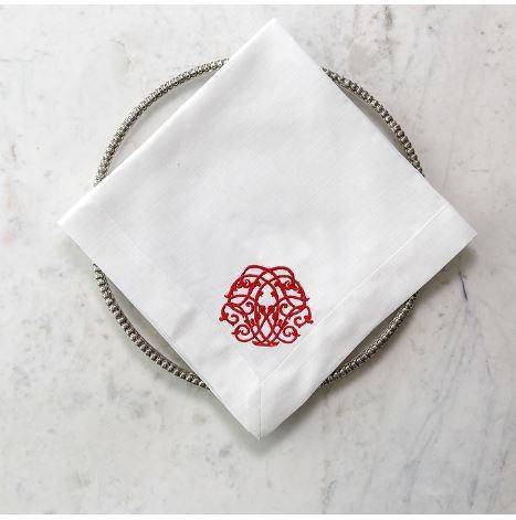 Baroque Linen Tri-Fold Napkin (Red) - Findlay Rowe Designs