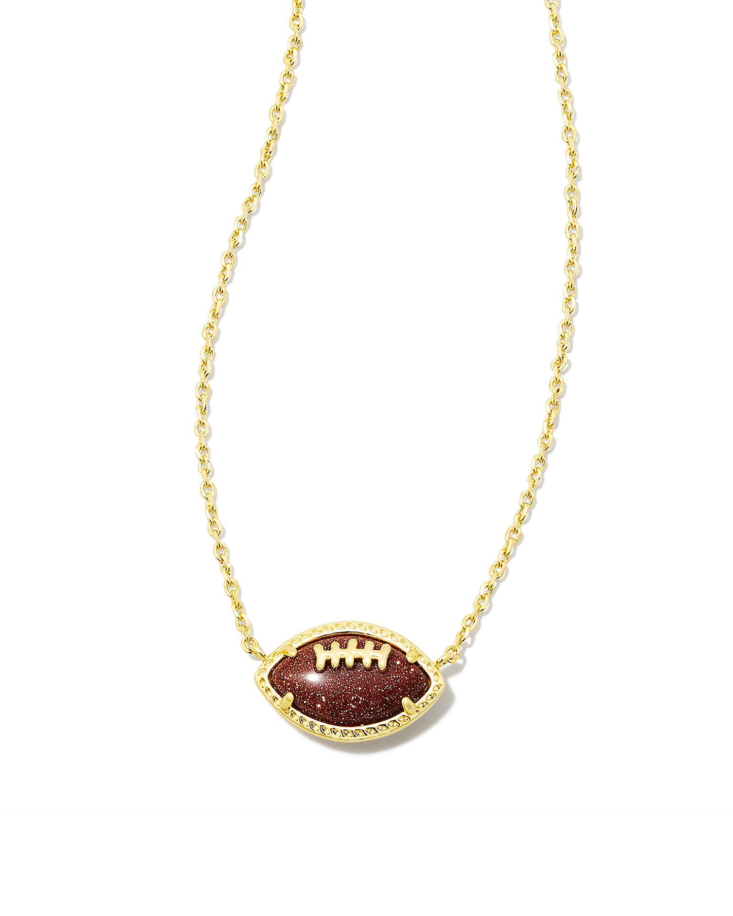 Kendra Scott - Football Short Pendant Necklace - Gold Orange Goldstone - Findlay Rowe Designs