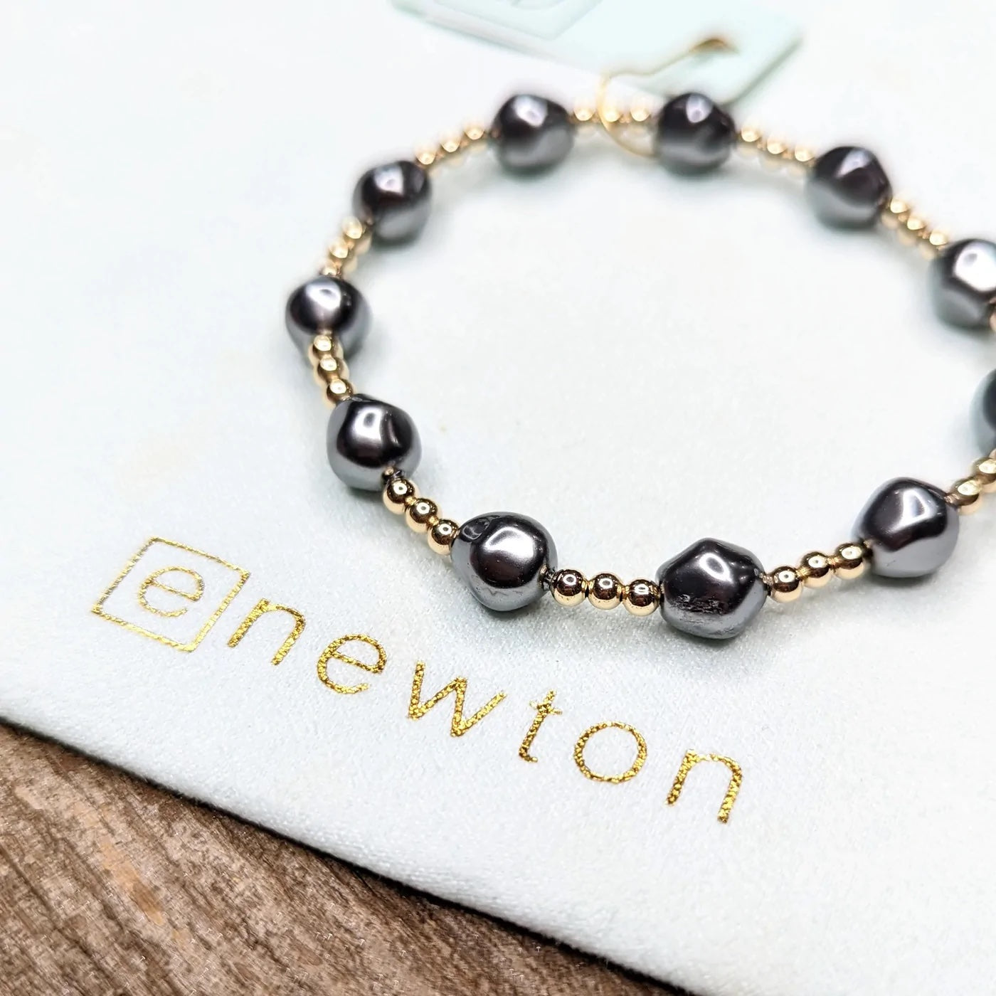 Enewton - Admire Gold 3mm Bead Bracelet - Pearl Dark Gray - Findlay Rowe Designs