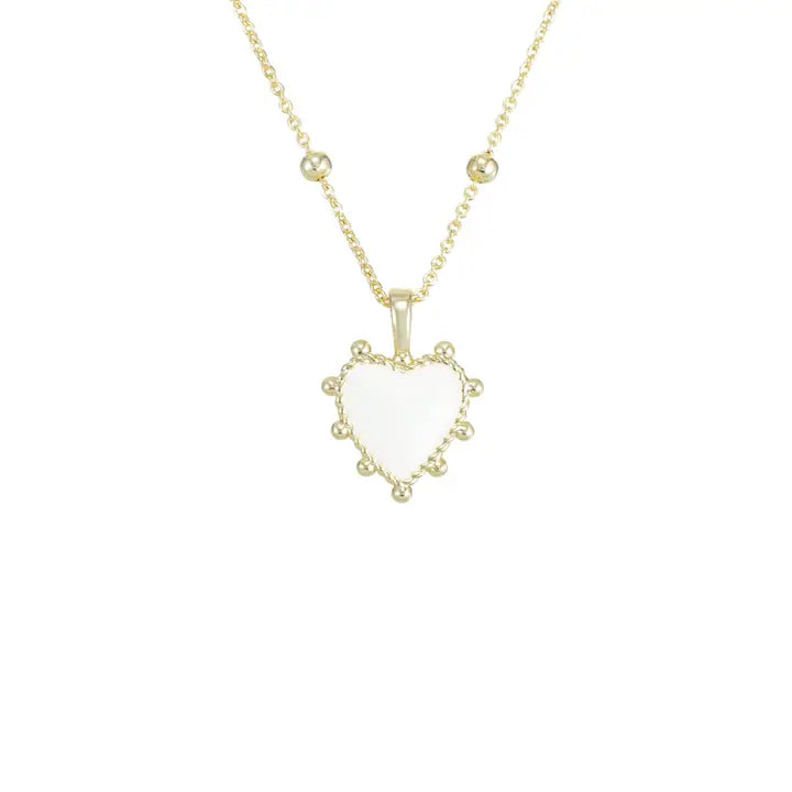 Natalie Wood - Necklace - Adorned Heart - White Enamel