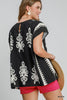 Top - Poncho Style Abstract - Black