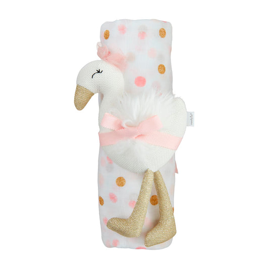 Mud Pie - Swaddle Rattle Set - Swan