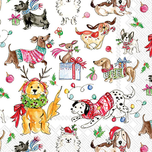 Cocktail Napkins - Christmas Dogs - Findlay Rowe Designs