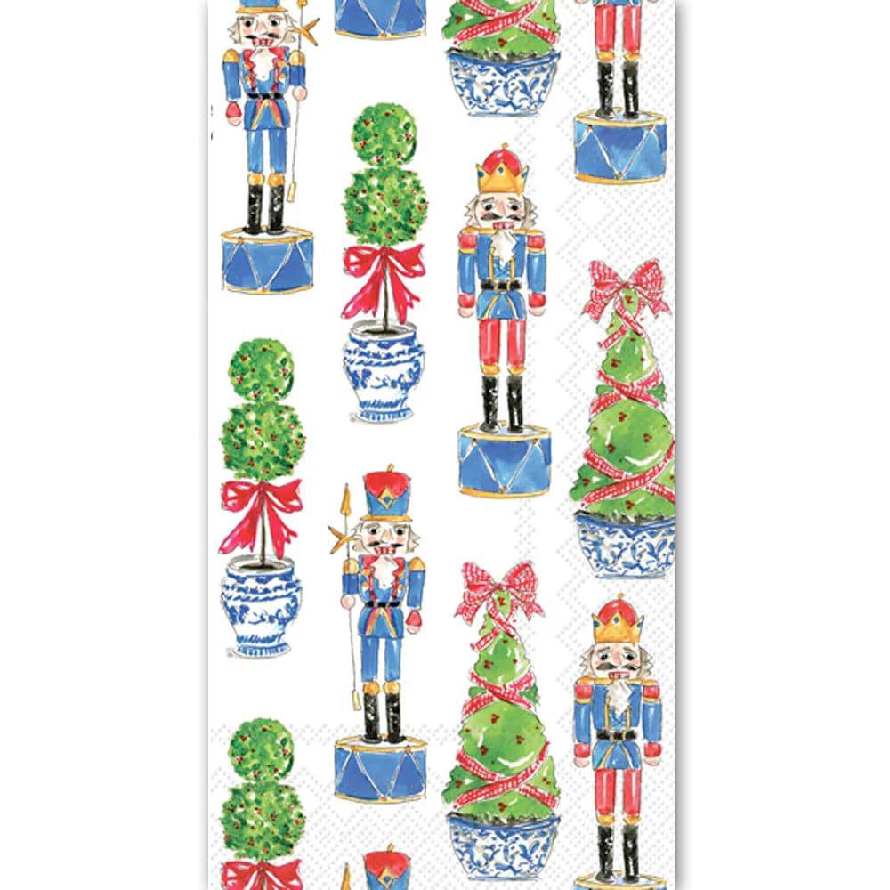 BLUE NUTCRACKERS AND TOPIARY HOLIDAY PAPER GUEST TOWELS - Findlay Rowe Designs