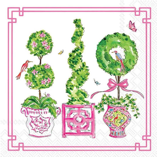 Cocktail Napkins - Pink Topiaries - Findlay Rowe Designs