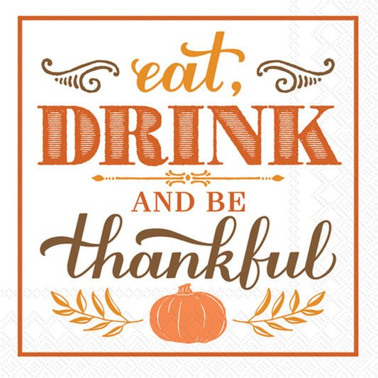 Cocktail Napkins - Eat Drink Be Thankful - Findlay Rowe Designs