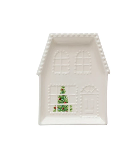 Plate - Embossed Stoneware Christmas House - Findlay Rowe Designs