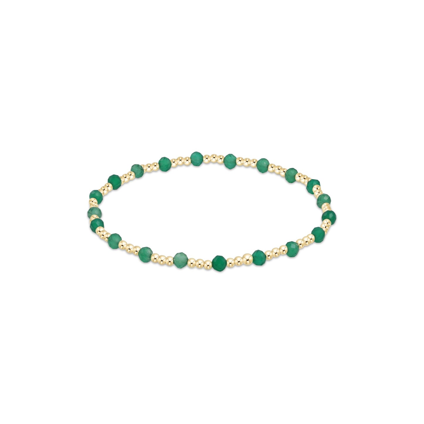 Enewton - Gemstone Gold Sincerity Pattern 3mm Bead Bracelet -  Faceted Green Onyx