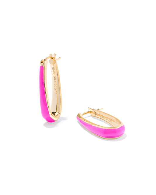 Kendra Scott - Kelsey Gold Hoop Earrings - Pink Enamel - Findlay Rowe Designs