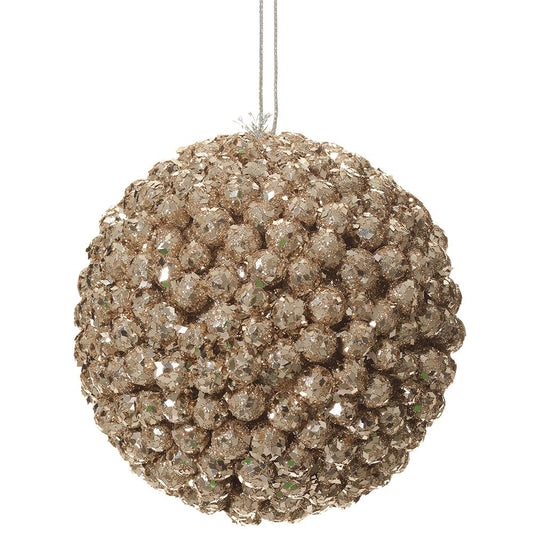 Ornament - 4.75in Glittered Ball Ornament Gold - Findlay Rowe Designs