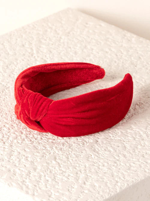 Headband - Knotted Velvet - Red