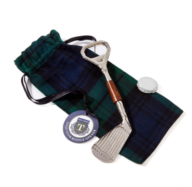 Golf Club Bottle Opener - Plaid Gift Pouch