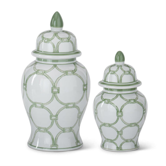 Ceramic Ginger Jars - Green & White