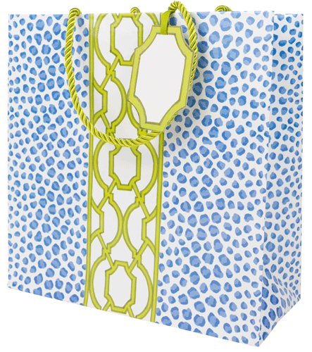 Caspari - Gift Bag -  Medium - Knots And Spots Blue Green