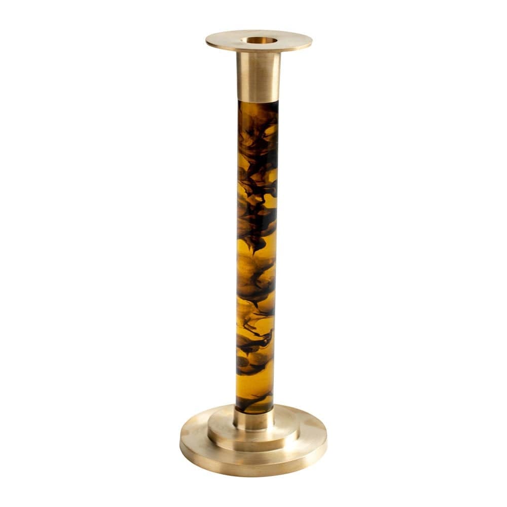 Caspari - Candlestick - Large Brass & Resin - Tortoiseshell - Findlay Rowe Designs