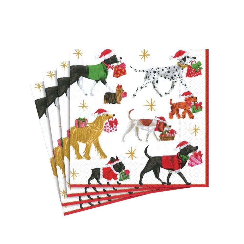 Caspari - Cocktail Napkins - Christmas Delivery White - Findlay Rowe Designs