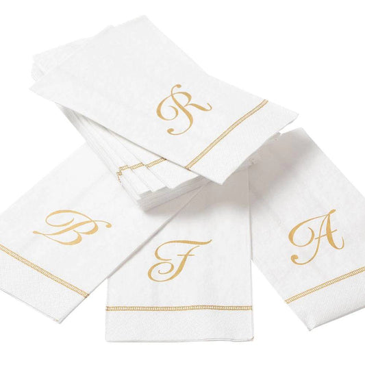 Caspari - Guest Towel Napkins - Single Initial - Hemstitch Script - Findlay Rowe Designs