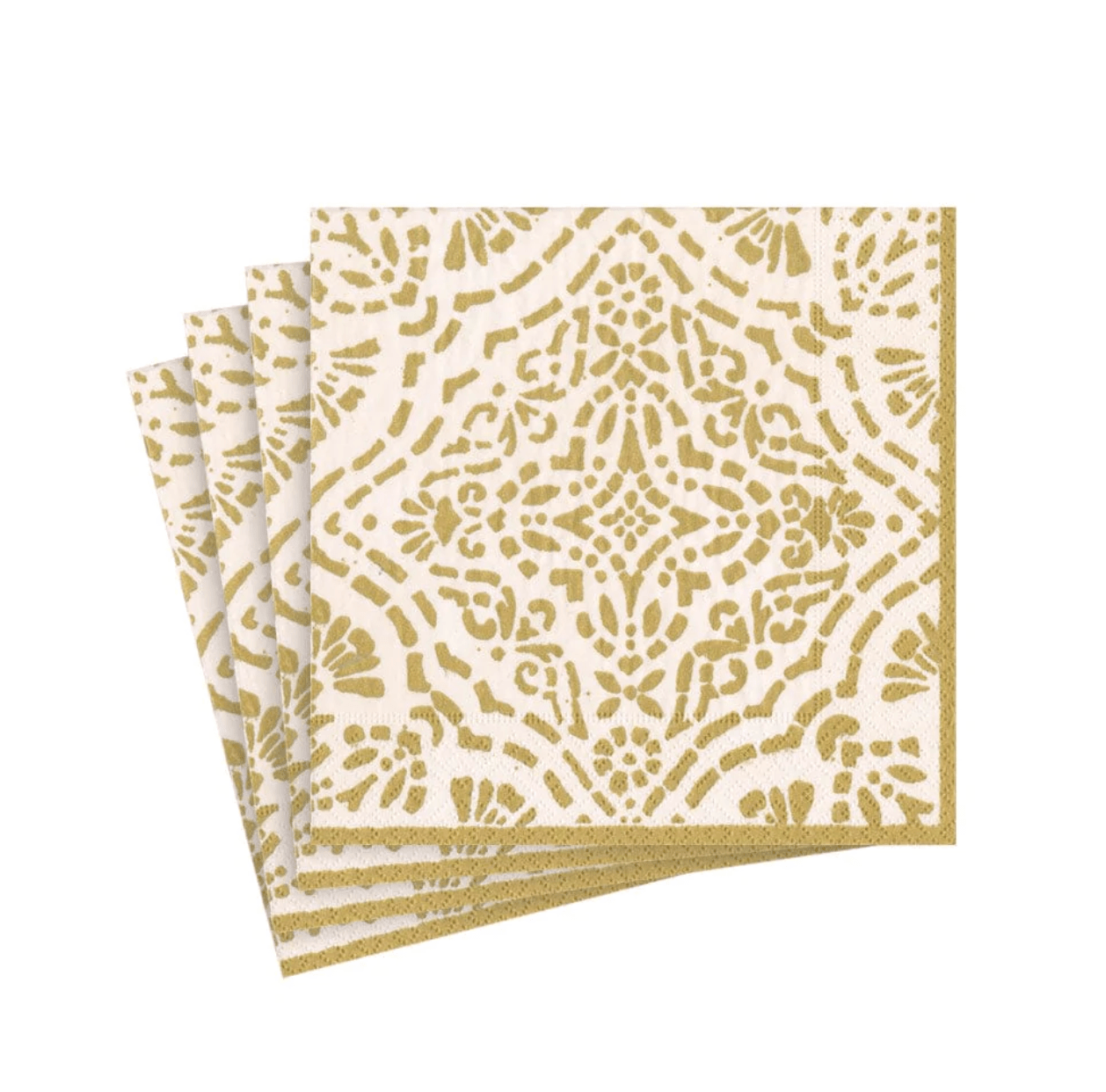 Caspari - Cocktail Napkins - Annika - Ivory & Gold - Findlay Rowe Designs