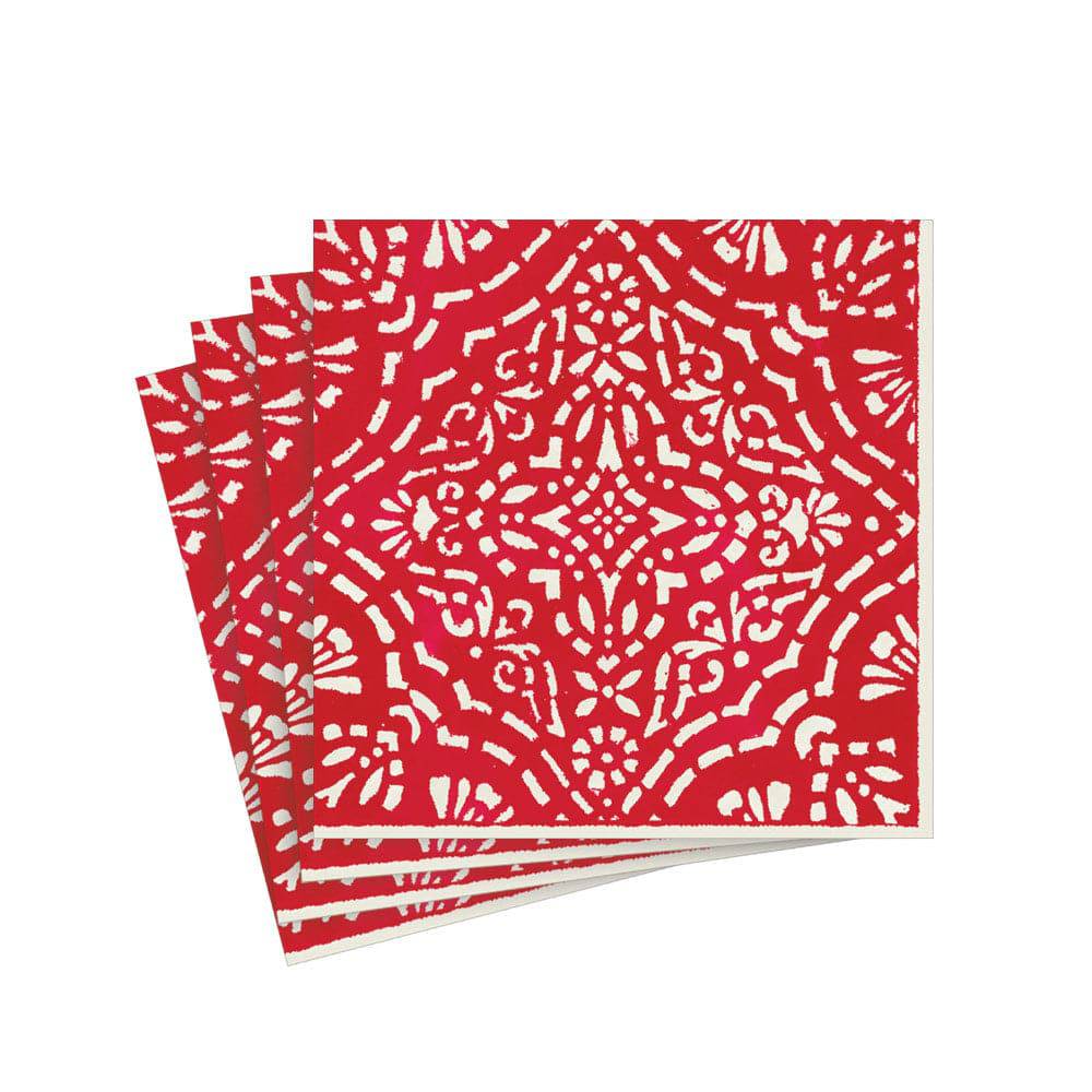 Caspari -  Annika Paper Cocktail Napkins in Red - Findlay Rowe Designs