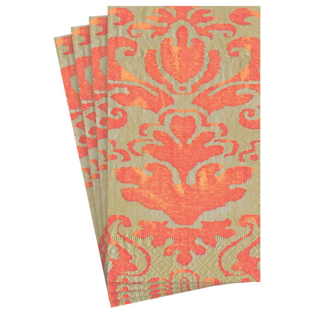 Caspari - Guest Towel Napkins - Palazzo - Coral - Findlay Rowe Designs