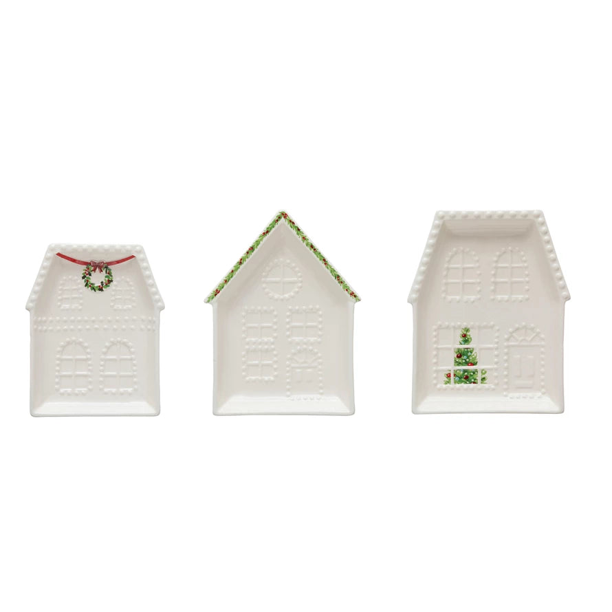 Plate - Embossed Stoneware Christmas House - Findlay Rowe Designs