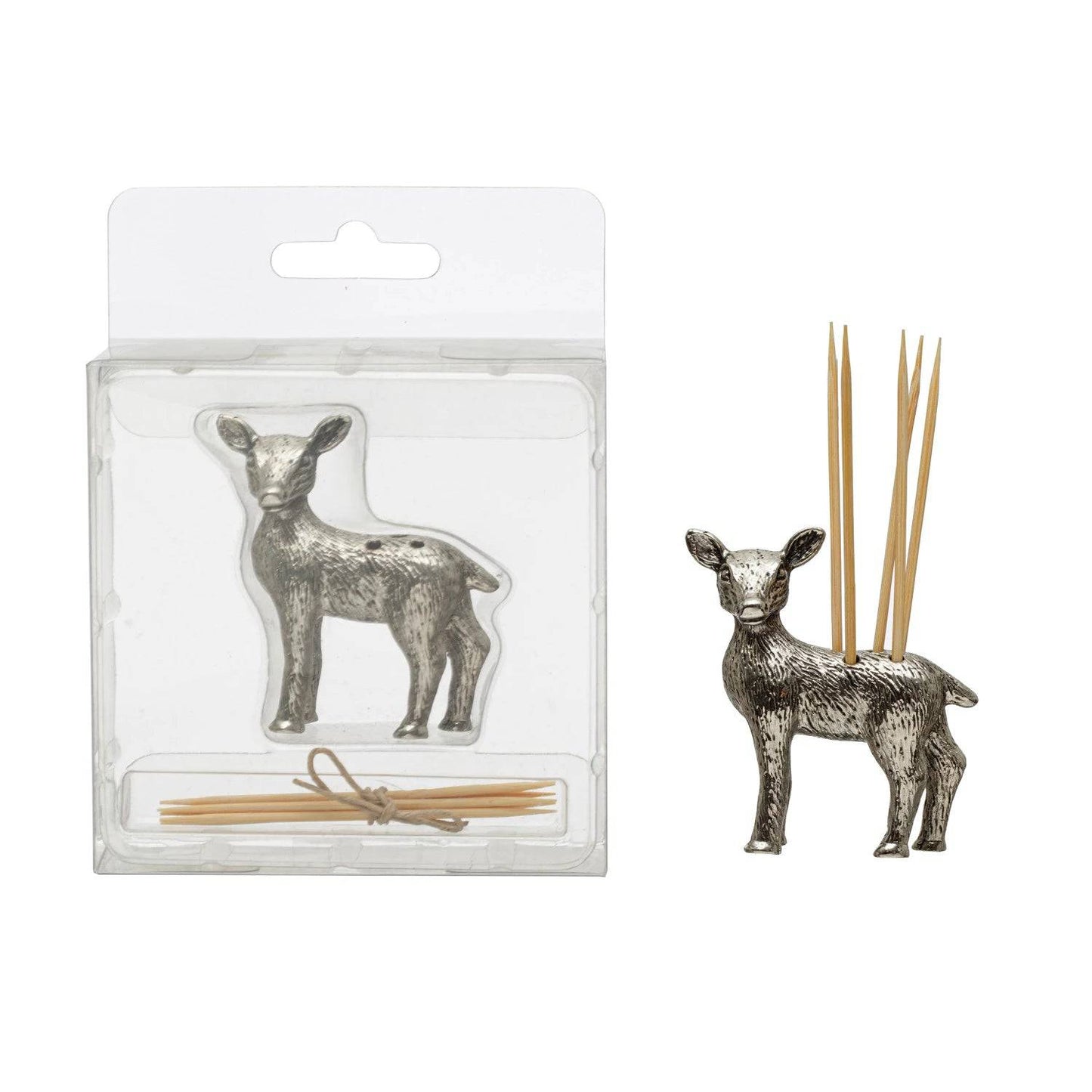 Pewter Deer Toothpick Holder w/ 6 Toothpicks - Findlay Rowe Designs