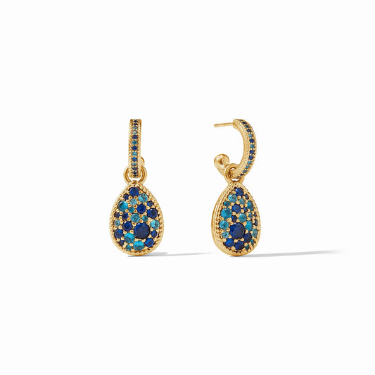 Julie Vos - Luna Teardrop Hoop Charm Earring - Ombré Blue