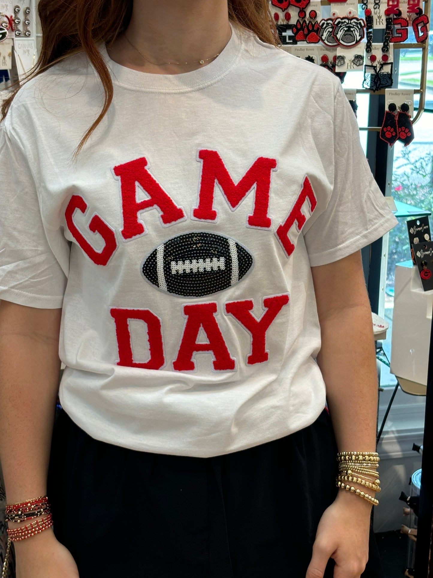 Tee Shirt - White Short Sleeve - Red Game Day - Findlay Rowe Designs