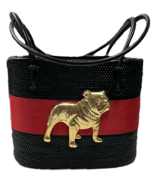 Lisi Lerch - Bucket Bag - Black Red Ribbon Gold Bulldog