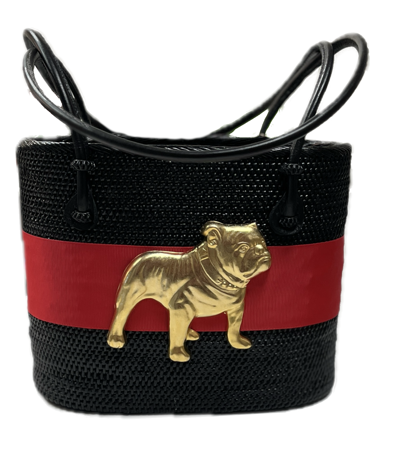 Lisi Lerch - Bucket Bag - Black Red Ribbon Gold Bulldog