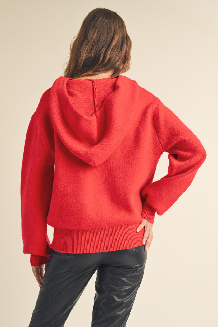 Top - Georgia Sweater Hoodie - Red - Findlay Rowe Designs