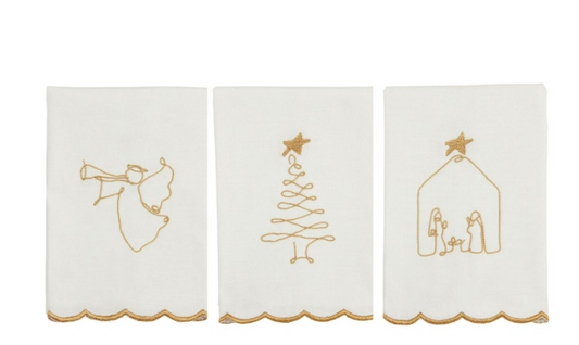 Mud Pie - Gold Scallop Christmas Towels - Findlay Rowe Designs