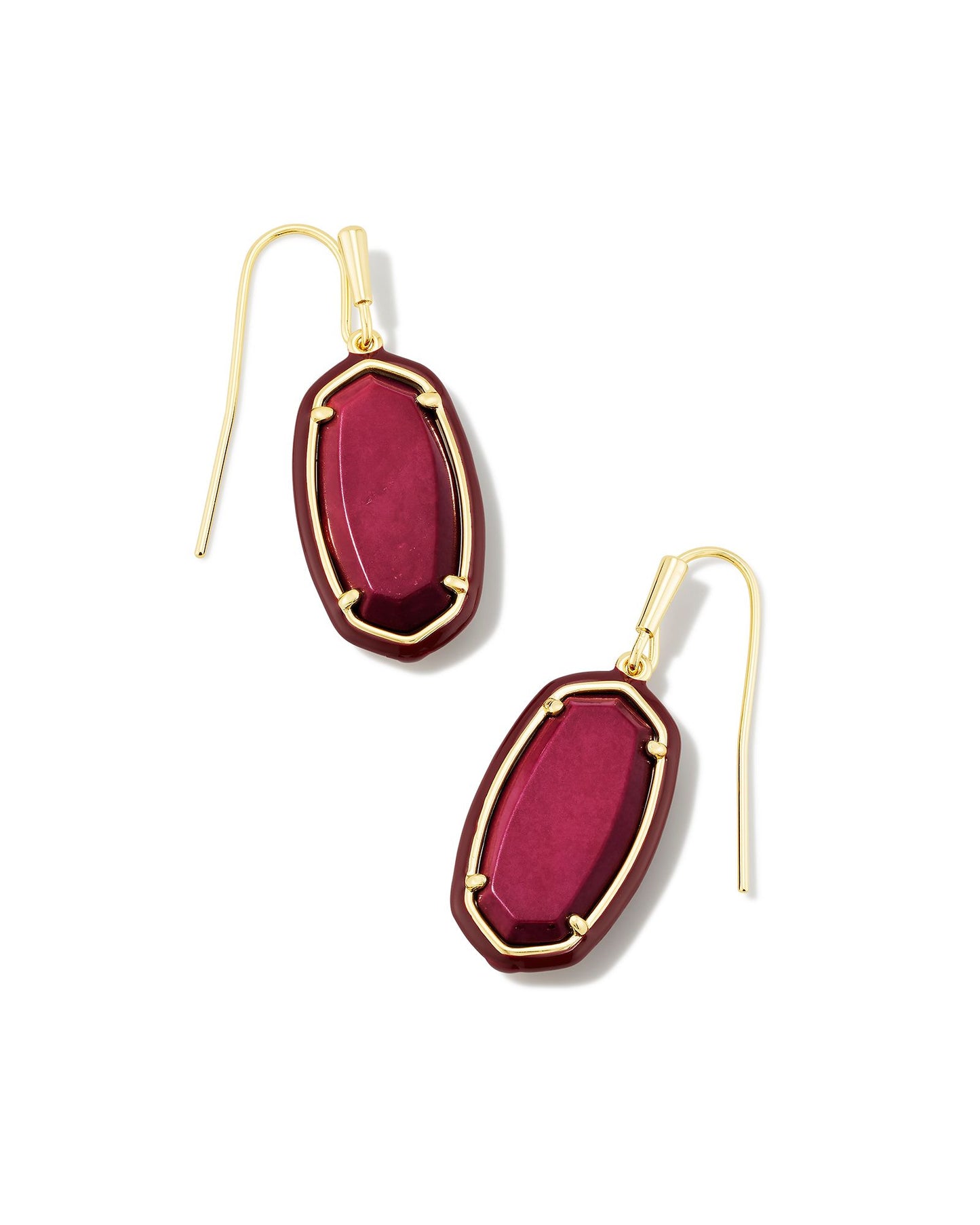 Kendra Scott - Gold Dani Enamel Framed Drop Earrings - Gold Maroon Magnesite - Findlay Rowe Designs