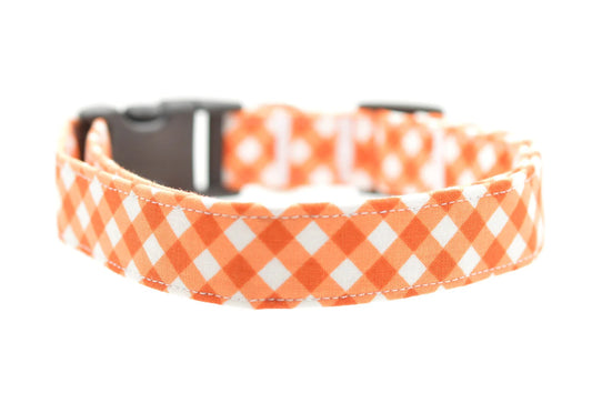 Dog Collar - Gingham Check - Orange - Findlay Rowe Designs