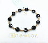 Enewton - Admire Gold 3mm Bead Bracelet -  Faceted Onyx