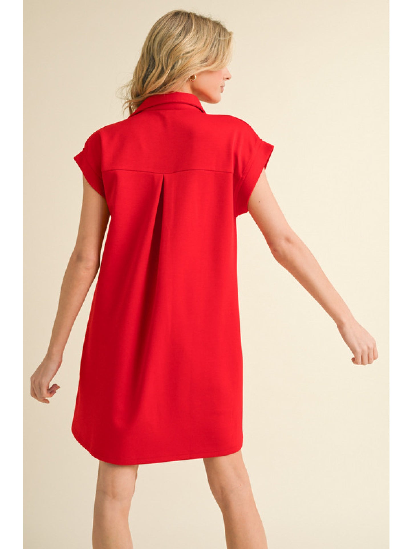 Dress - Mini Open Collar - Red