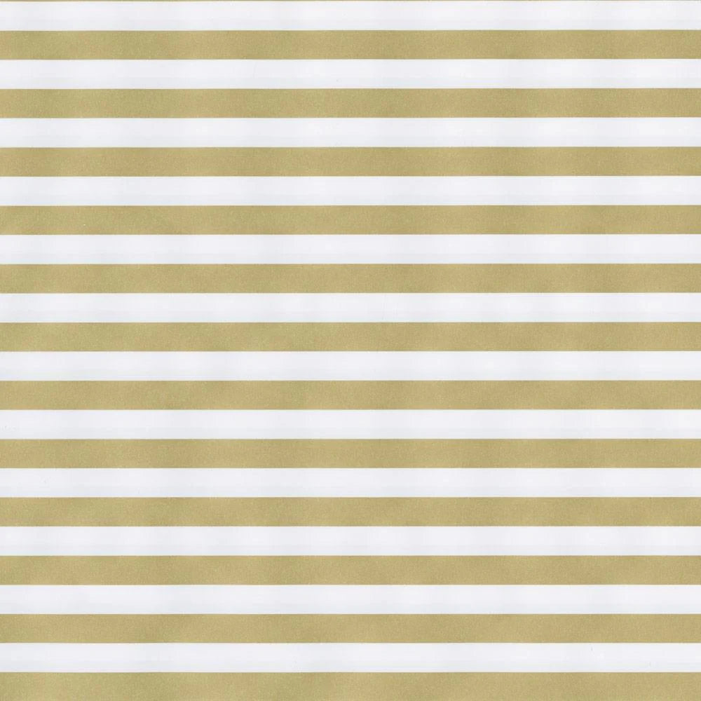 Caspari - Gift Wrap Roll - Club Stripe Reversible -Gold Silver   STORE PICKUP ONLY