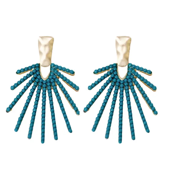 St. Armands - Earrings - Dark Turquoise Sunburst Statement Drop