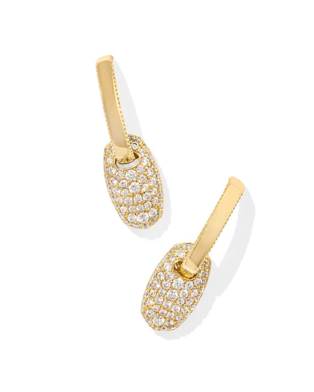 Kendra Scott - Earrings - Bailey Gold Pave Huggies - White Crystal - Findlay Rowe Designs