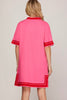 Dress - Shift with Contrast Trim - Pink