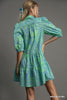 Dress - Two Tone Tiered Dress - Mint Blue