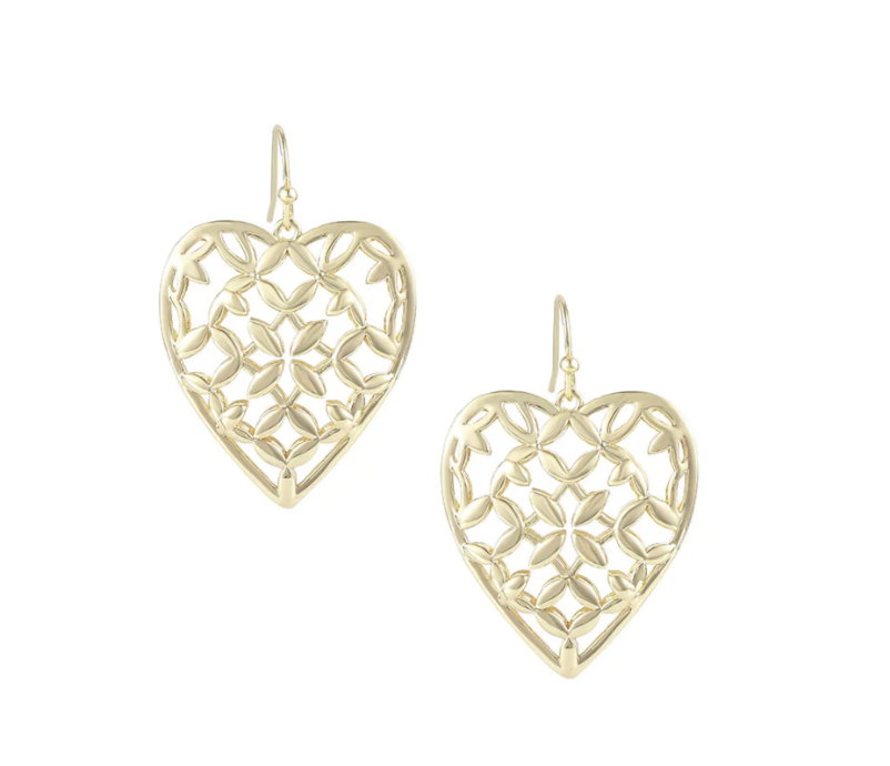 Natalie Wood - Adorned Heart Drop Earrings Gold - Findlay Rowe Designs