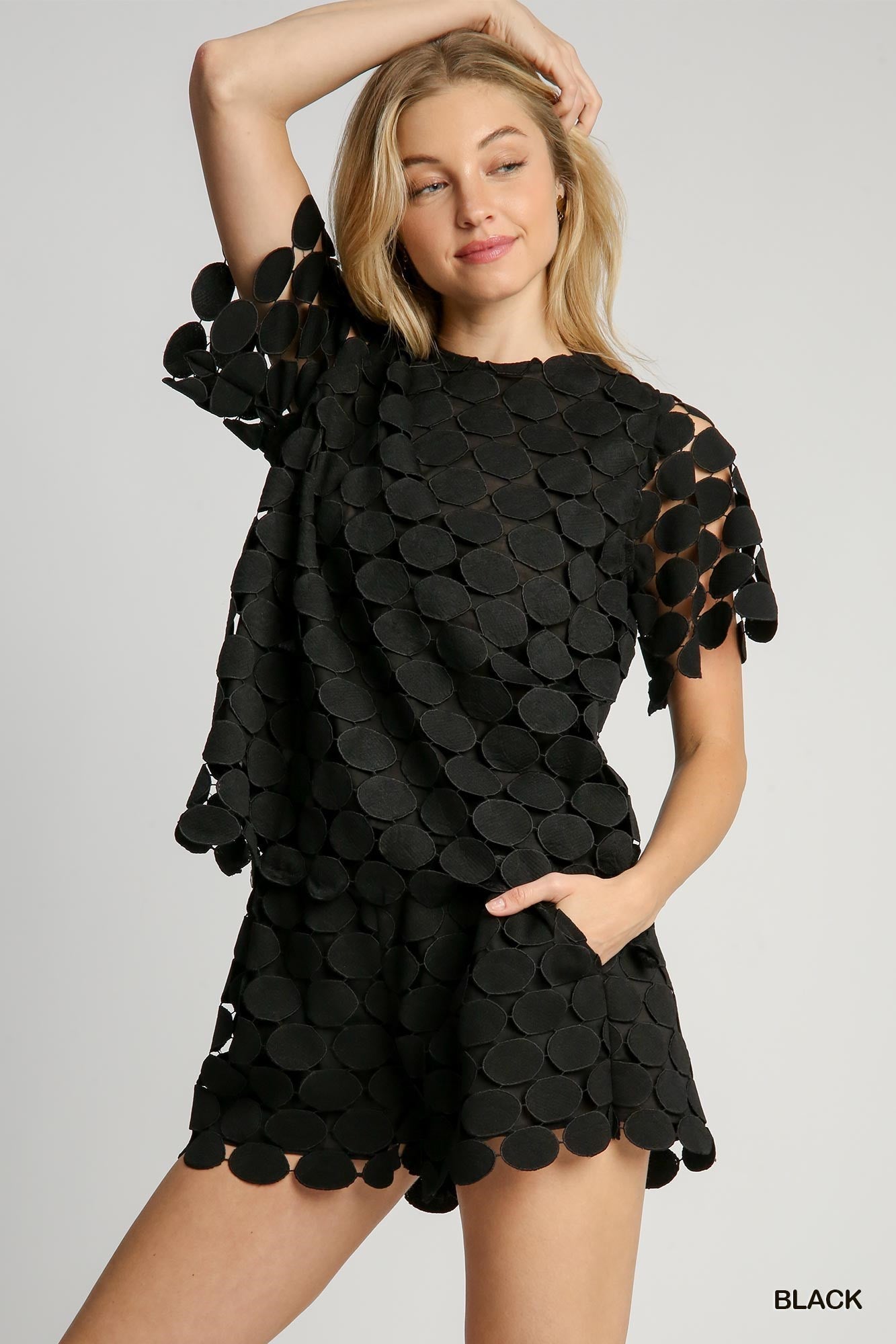 Top - Polka Dot Cut Out Short Sleeve - Black - Findlay Rowe Designs