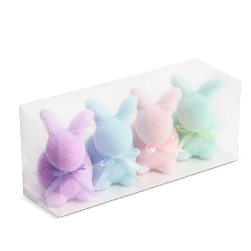 6" BOX OF 4 FLOCKED BUNNIES - Findlay Rowe Designs