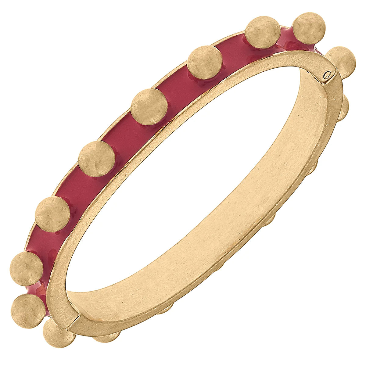 Jenna Chunky Enamel Studded Metal Hinge Bangle in Fuchsia - Findlay Rowe Designs