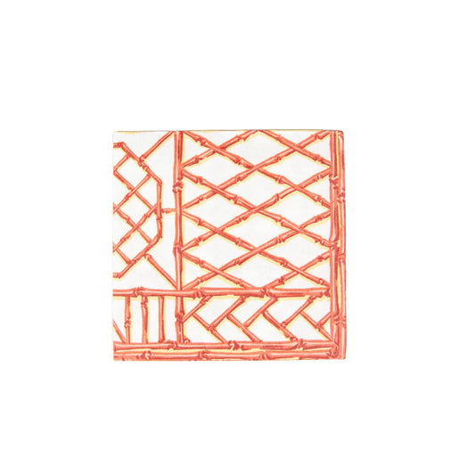 Caspari - Cocktail Napkins - Bamboo Screen Coral