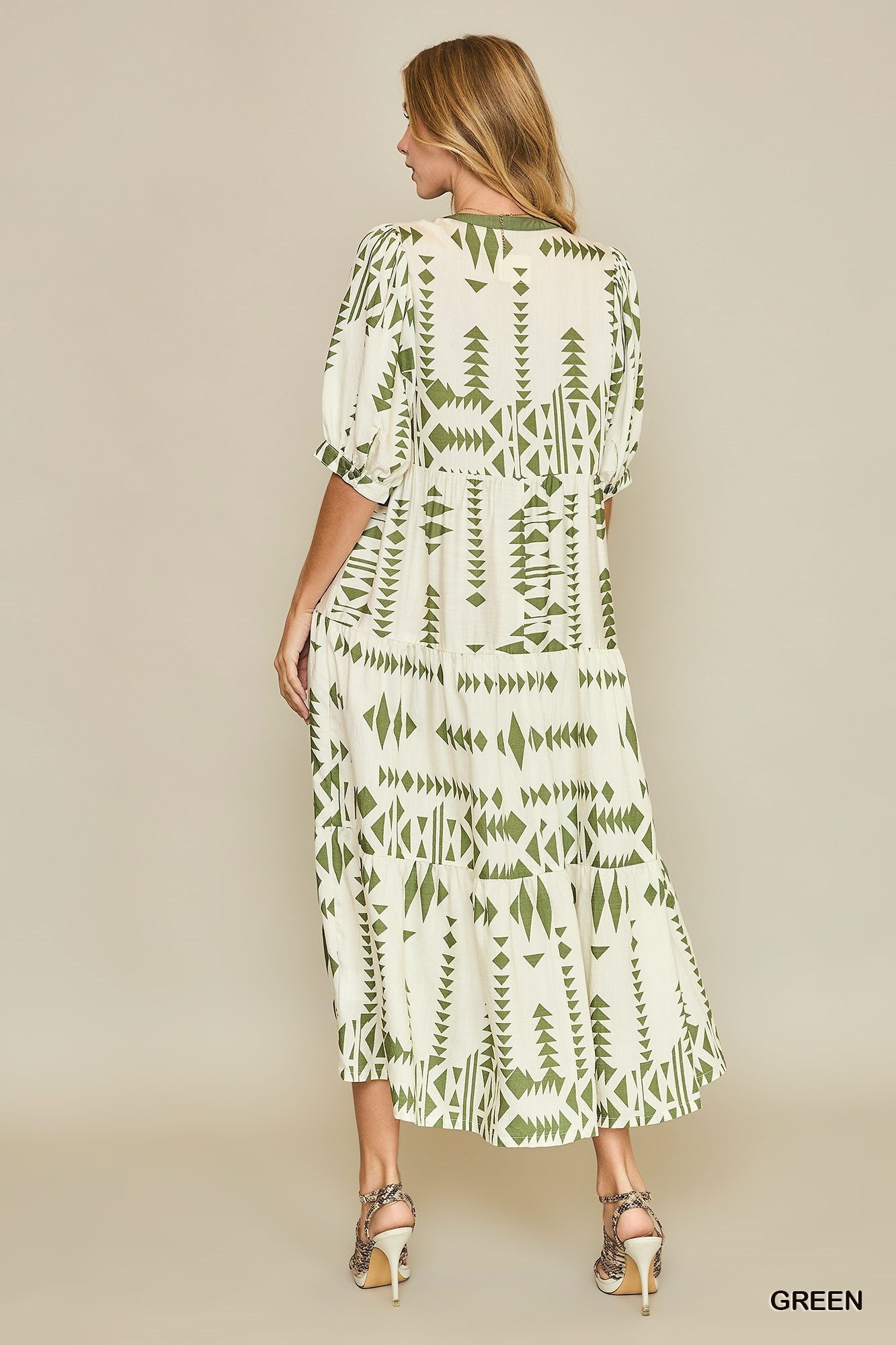 Dress - Aztec Print - Green